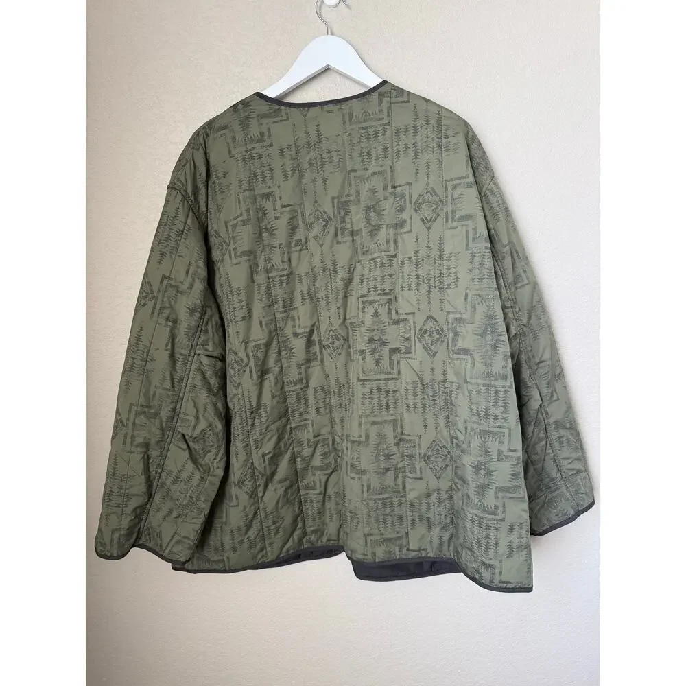 Pendleton Reversible Quilted Barn Jacket Women's Size XL Green Snap Front